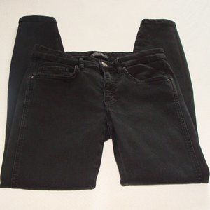 ZARA WOMAN Black Wash ZIPPED Hem SKINNY Jeans Sz 4 (27.5 Inseam)